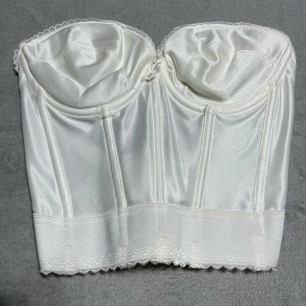 Vintage Petticoat Place Bustier Bra Womens‎ 32D Ivory 1970s Union Made 70s
